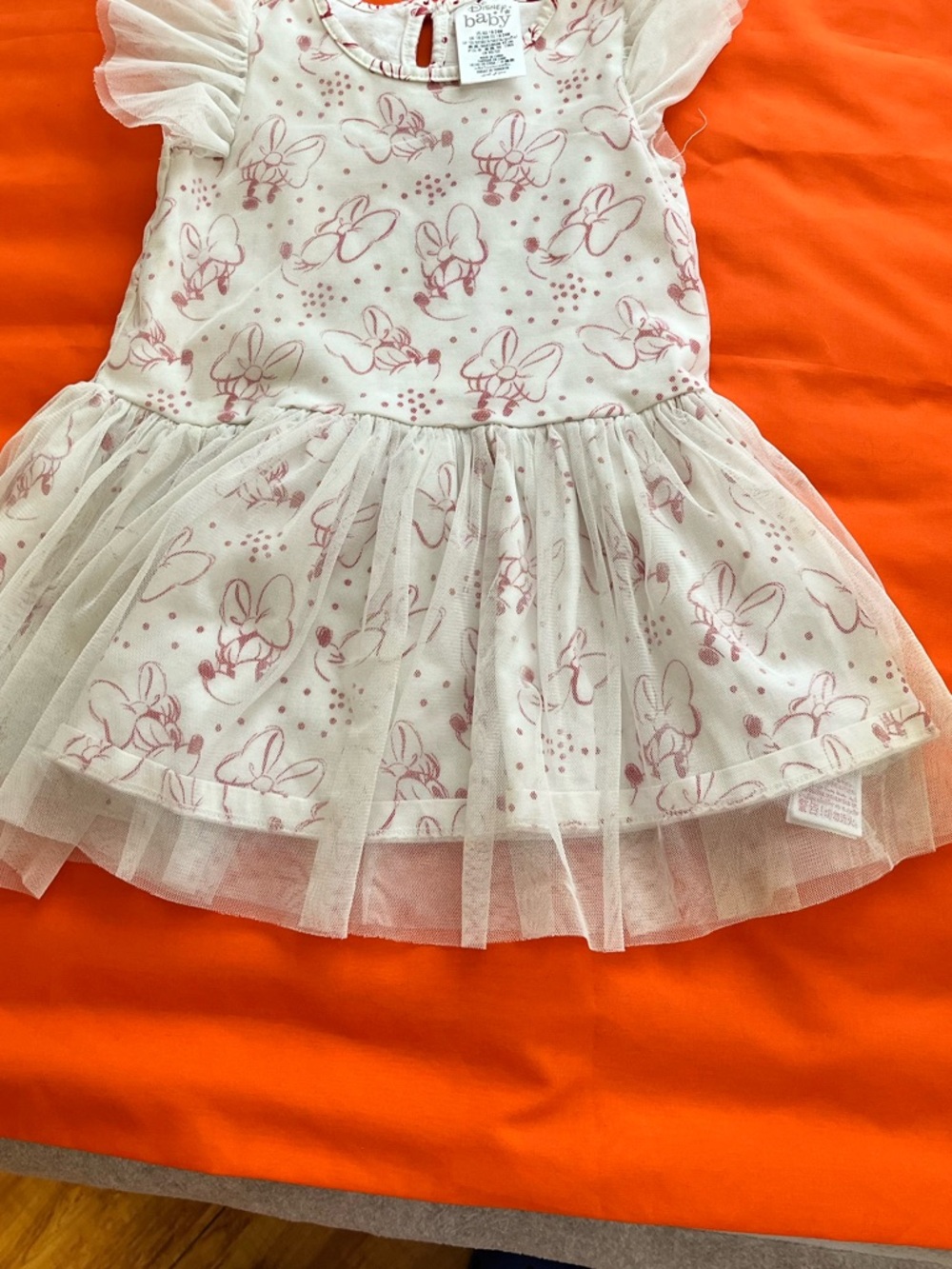 Disney Baby White Dress with Red Minnie Print